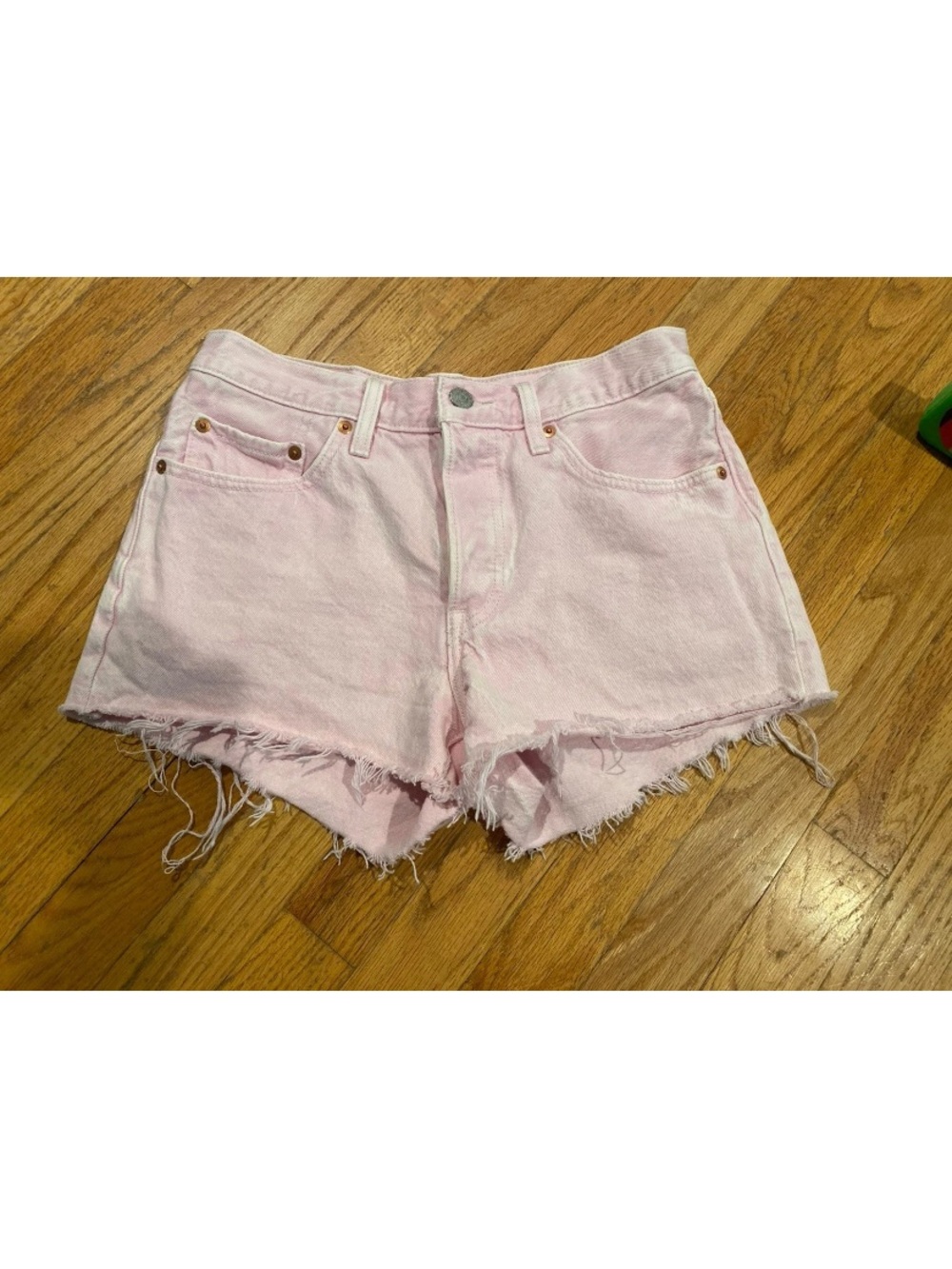 Levi Strauss 501 Pink Cut-Off Denim Shorts, W26 Mid Rise, Button Fly Vintage